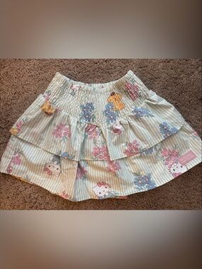 Sanrio Hello Kitty Pastel Stripe Floral Tiered Skirt